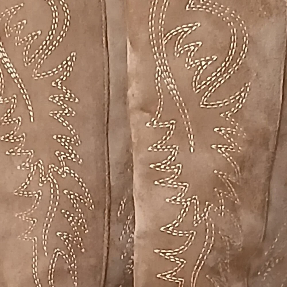 Faux Suede Western Inspired Pointed Toe Boots Tan Size EU 37/US 6.5 - Picture 5 of 8